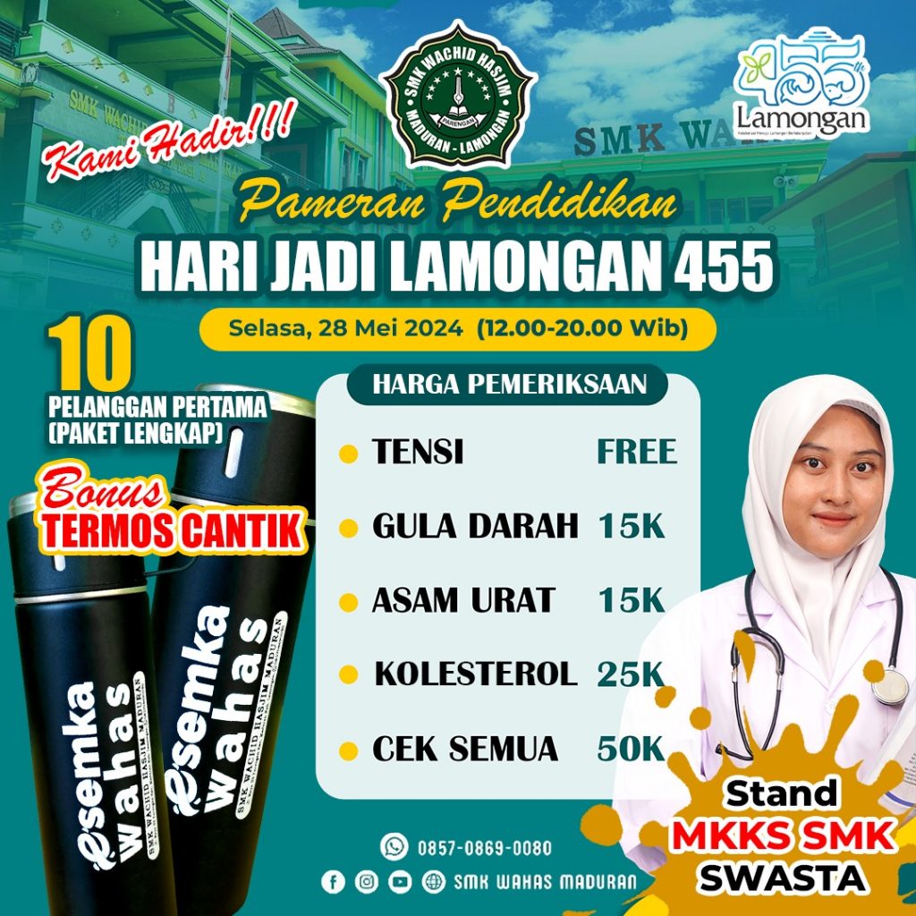 HARI JADI LAMONGAN KE 455, SMK WAHAS MADURAN BUKA STAND CEK KESEHATAN